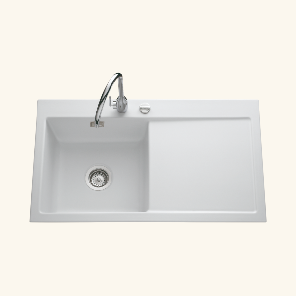 évier céramique blanc mat