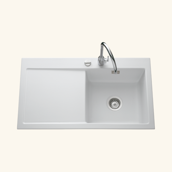 évier céramique blanc mat