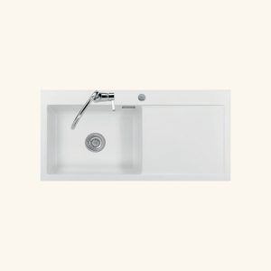 évier céramique blanc mat