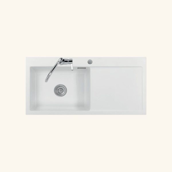 évier céramique blanc mat