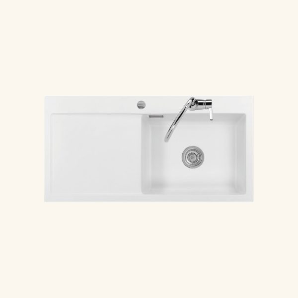 evier céramique blanc mat