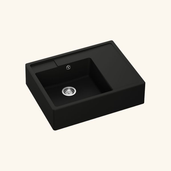 évier timbre d'office granit noir