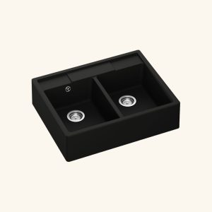 évier granit noir double bac