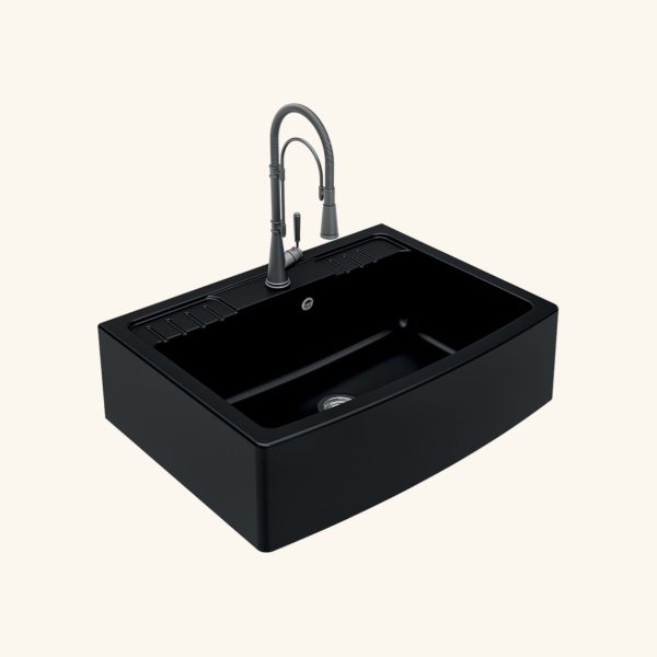 évier timbre d'office granit noir