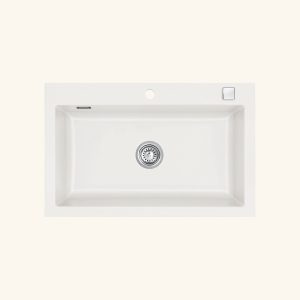 évier céramique blanc brillant