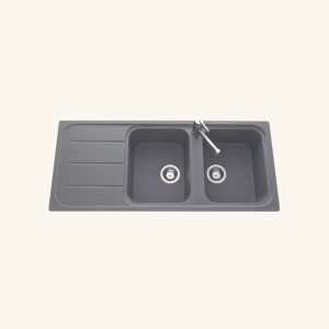 évier granit gris 2 bacs